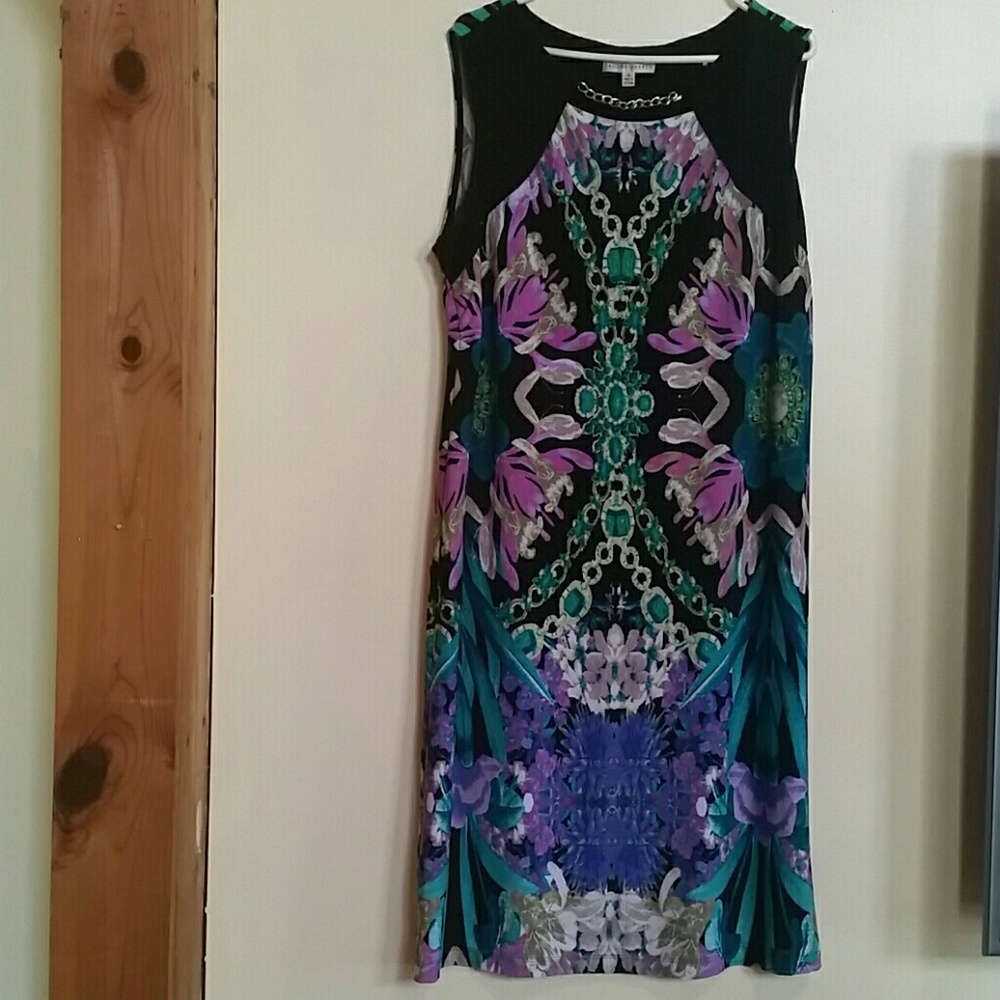 Sandra Darren multi color sleeveless dress